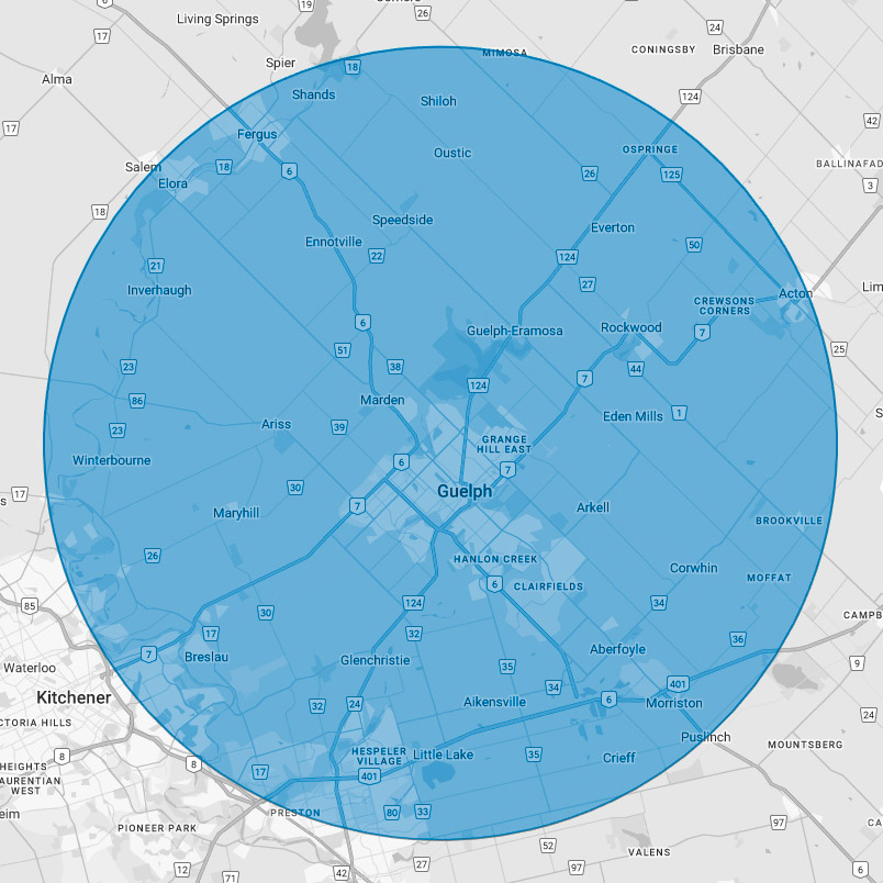 Senior Pet and Geriatrics Care Service Area: 20 km radius from Guelph